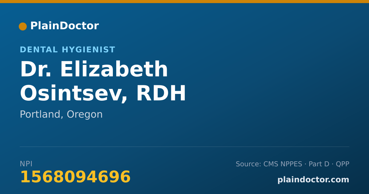 Shareable card for Elizabeth Osintsev, RDH - Dental Hygienist, Portland, OR