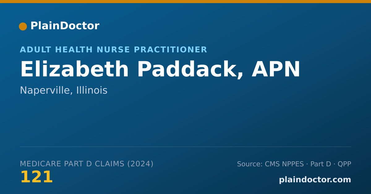 Shareable card for Elizabeth Paddack, APN - Adult Health Nurse Practitioner, Naperville, IL