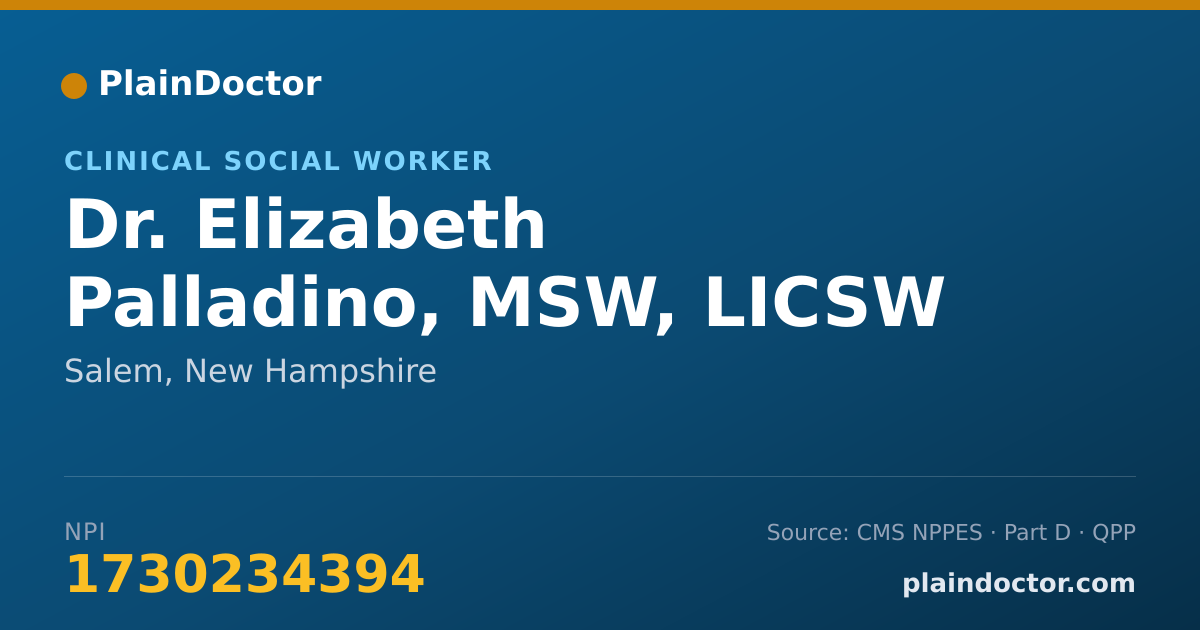 Shareable card for Elizabeth Palladino, MSW, LICSW - Clinical Social Worker, Salem, NH