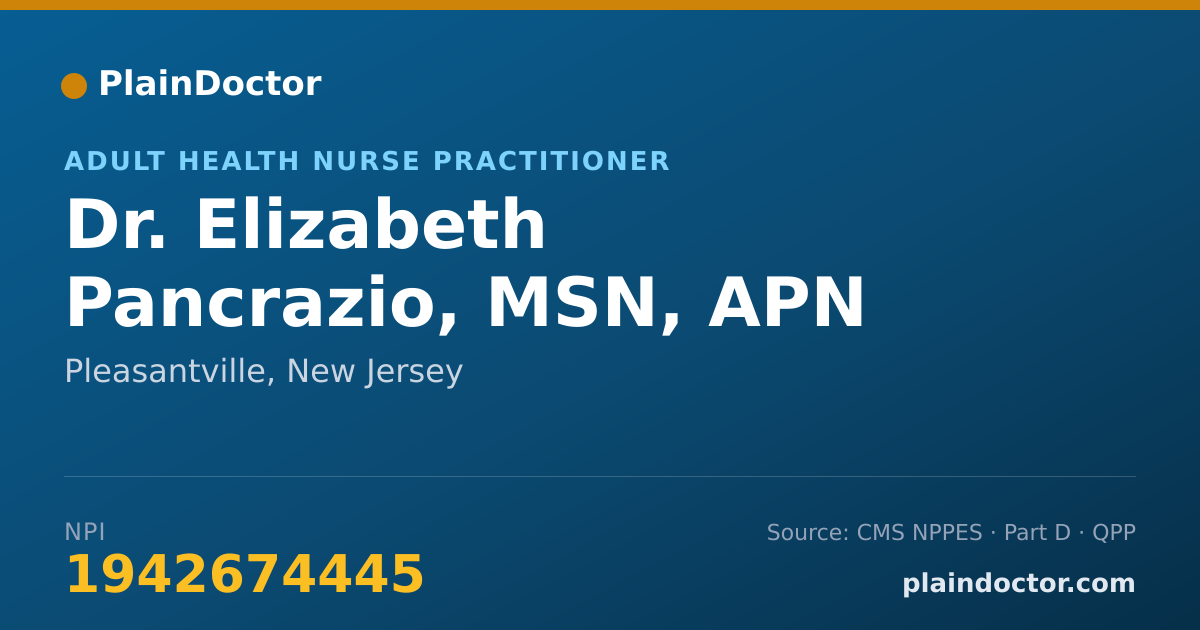 Shareable card for Elizabeth Pancrazio, MSN, APN - Adult Health Nurse Practitioner, Pleasantville, NJ