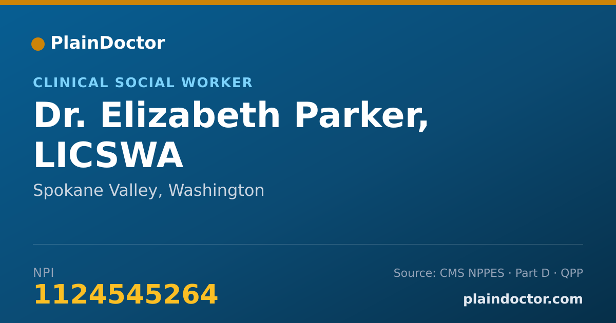 Shareable card for Elizabeth Parker, LICSWA - Clinical Social Worker, Spokane Valley, WA