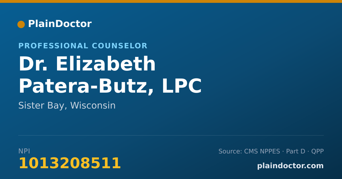 Shareable card for Elizabeth Patera-Butz, LPC - Professional Counselor, Sister Bay, WI