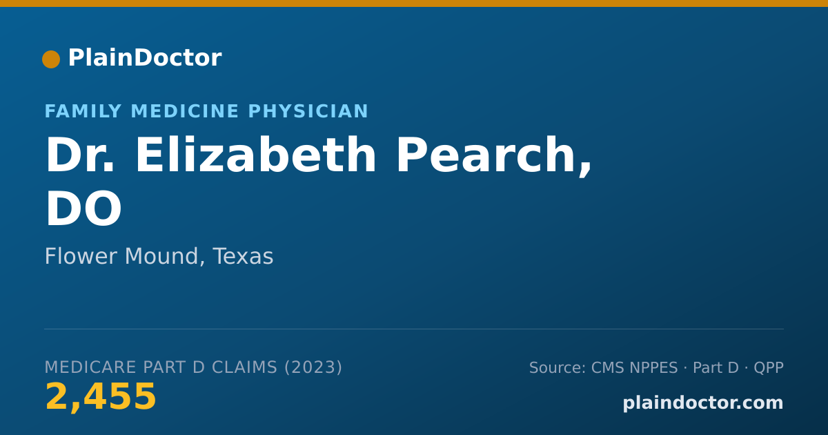 Shareable card for Elizabeth Pearch, DO - Family Medicine Physician, Flower Mound, TX