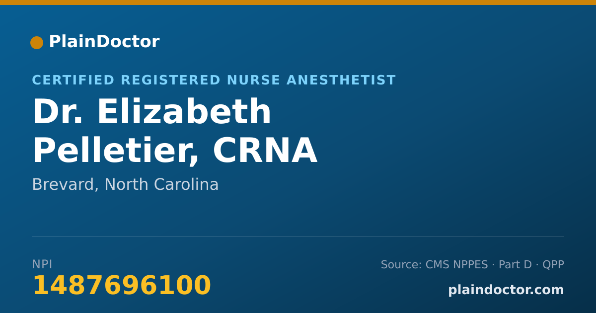 Shareable card for Elizabeth Pelletier, CRNA - Certified Registered Nurse Anesthetist, Brevard, NC