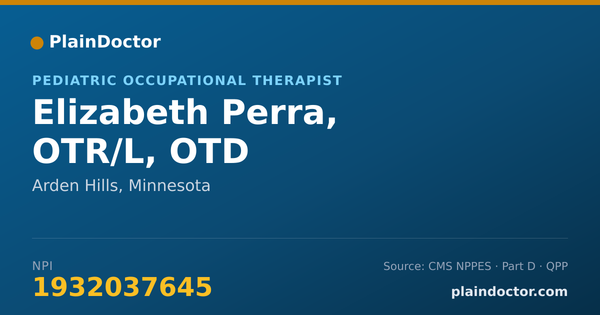 Shareable card for Elizabeth Perra, OTR/L, OTD - Pediatric Occupational Therapist, Arden Hills, MN