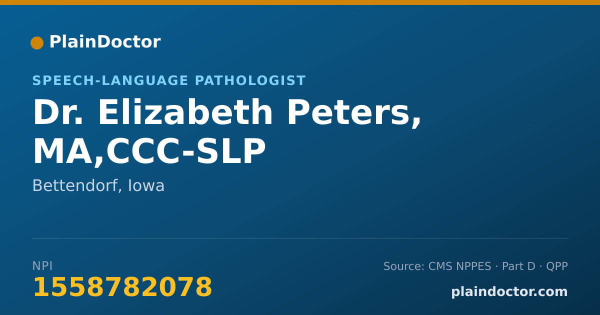 Shareable card for Elizabeth Peters, MA,CCC-SLP - Speech-Language Pathologist, Bettendorf, IA