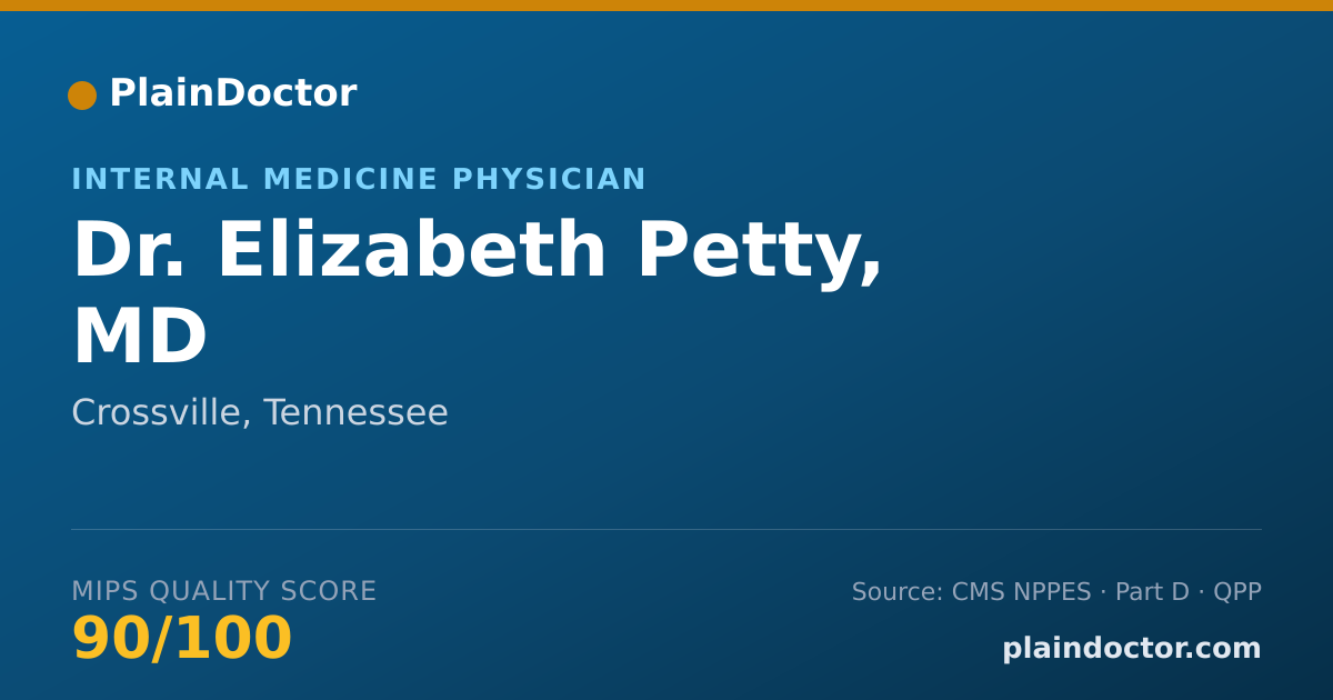 Shareable card for Elizabeth Petty, MD - Internal Medicine Physician, Crossville, TN