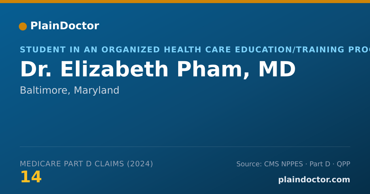Shareable card for Elizabeth Pham, MD - Student in an Organized Health Care Education/Training Program, Baltimore, MD