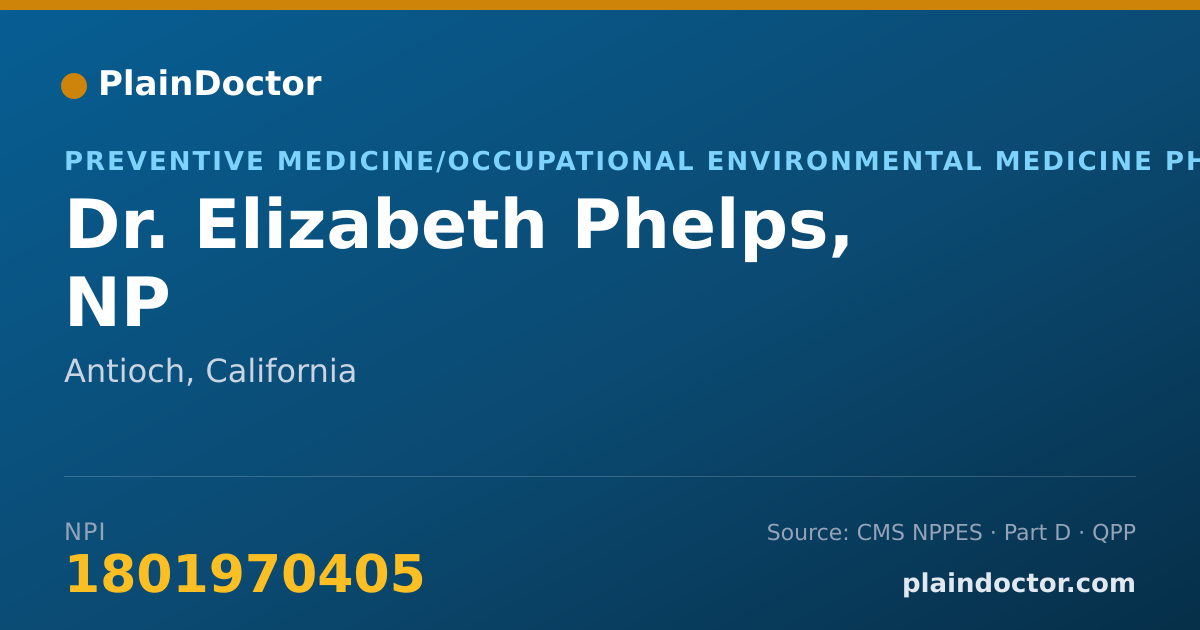 Shareable card for Elizabeth Phelps, NP - Preventive Medicine/Occupational Environmental Medicine Physician, Antioch, CA
