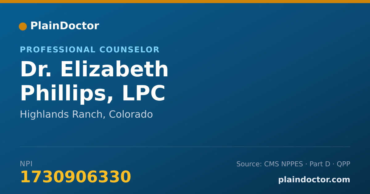 Shareable card for Elizabeth Phillips, LPC - Professional Counselor, Highlands Ranch, CO