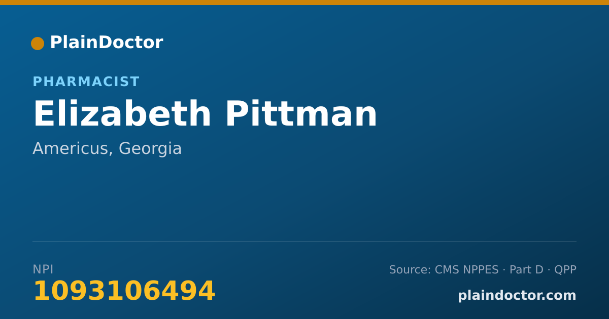 Shareable card for Elizabeth Pittman - Pharmacist, Americus, GA