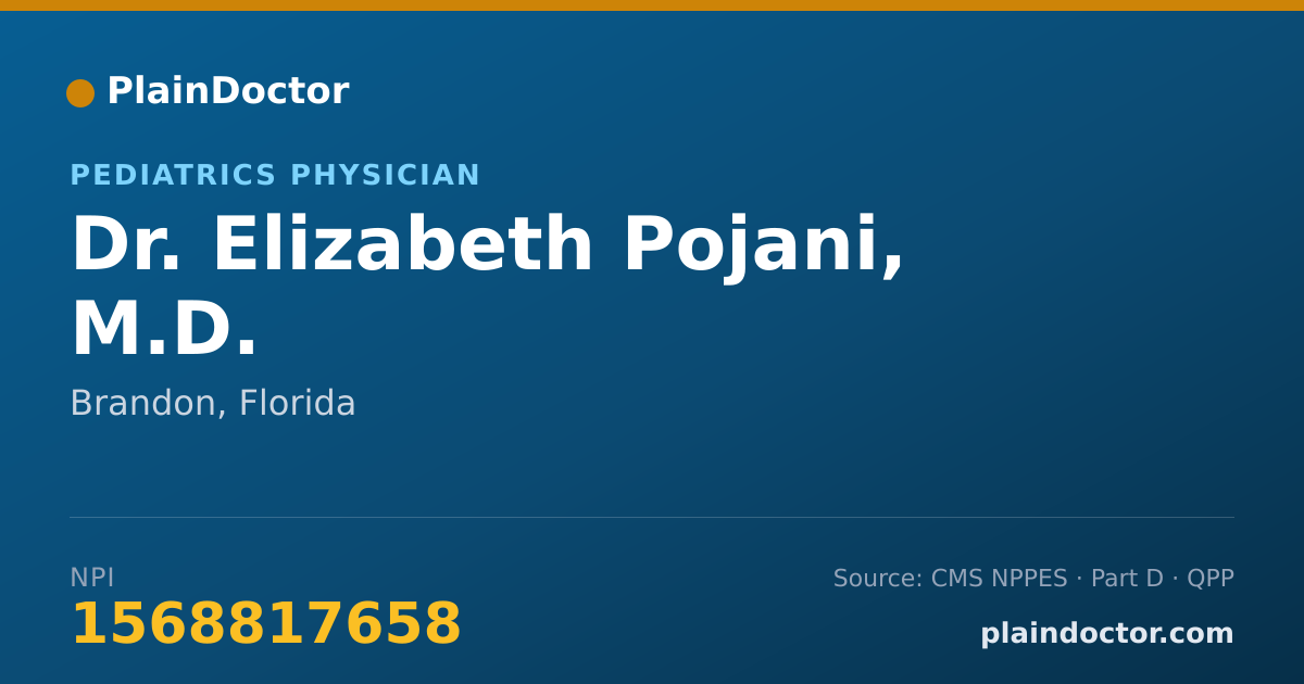 Shareable card for Elizabeth Pojani, M.D. - Pediatrics Physician, Brandon, FL