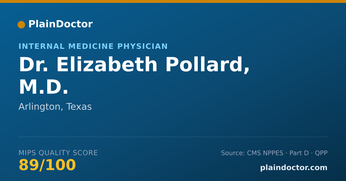 Shareable card for Elizabeth Pollard, M.D. - Internal Medicine Physician, Arlington, TX