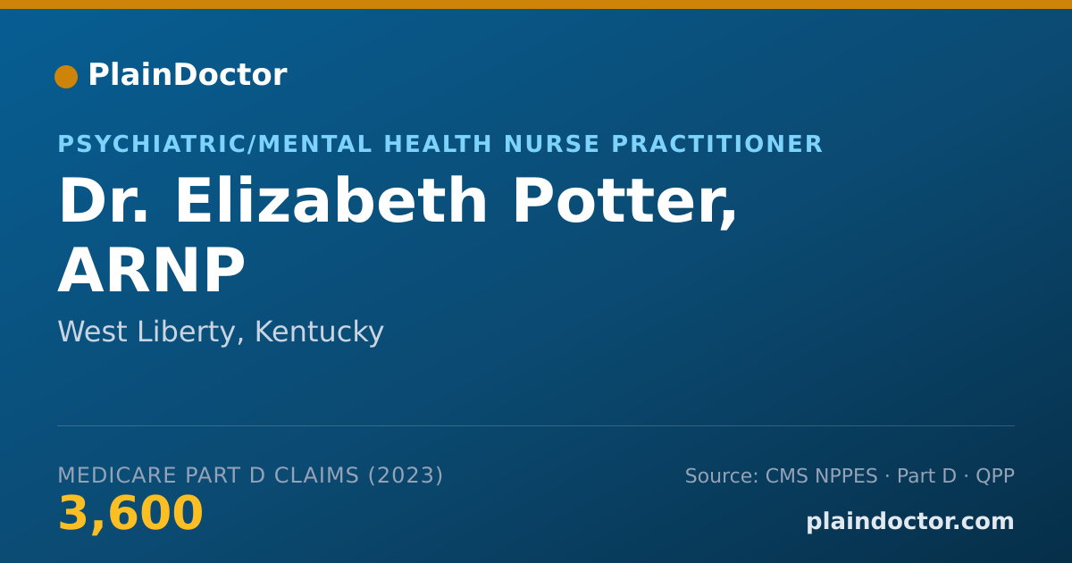 Shareable card for Elizabeth Potter, ARNP - Psychiatric/Mental Health Nurse Practitioner, West Liberty, KY
