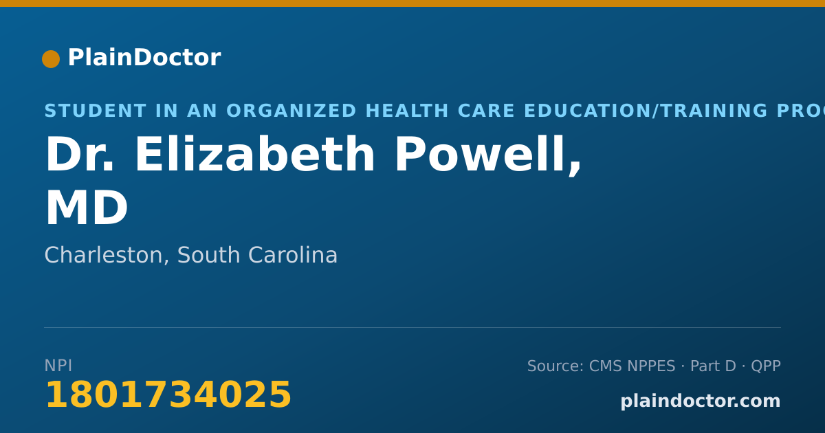 Shareable card for Elizabeth Powell, MD - Student in an Organized Health Care Education/Training Program, Charleston, SC
