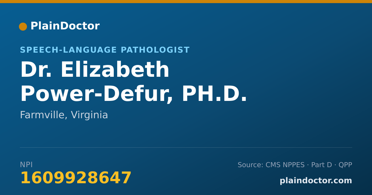 Shareable card for Elizabeth Power-Defur, PH.D. - Speech-Language Pathologist, Farmville, VA