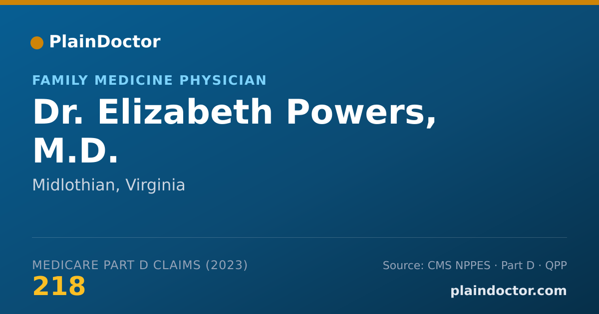 Shareable card for Elizabeth Powers, M.D. - Family Medicine Physician, Midlothian, VA
