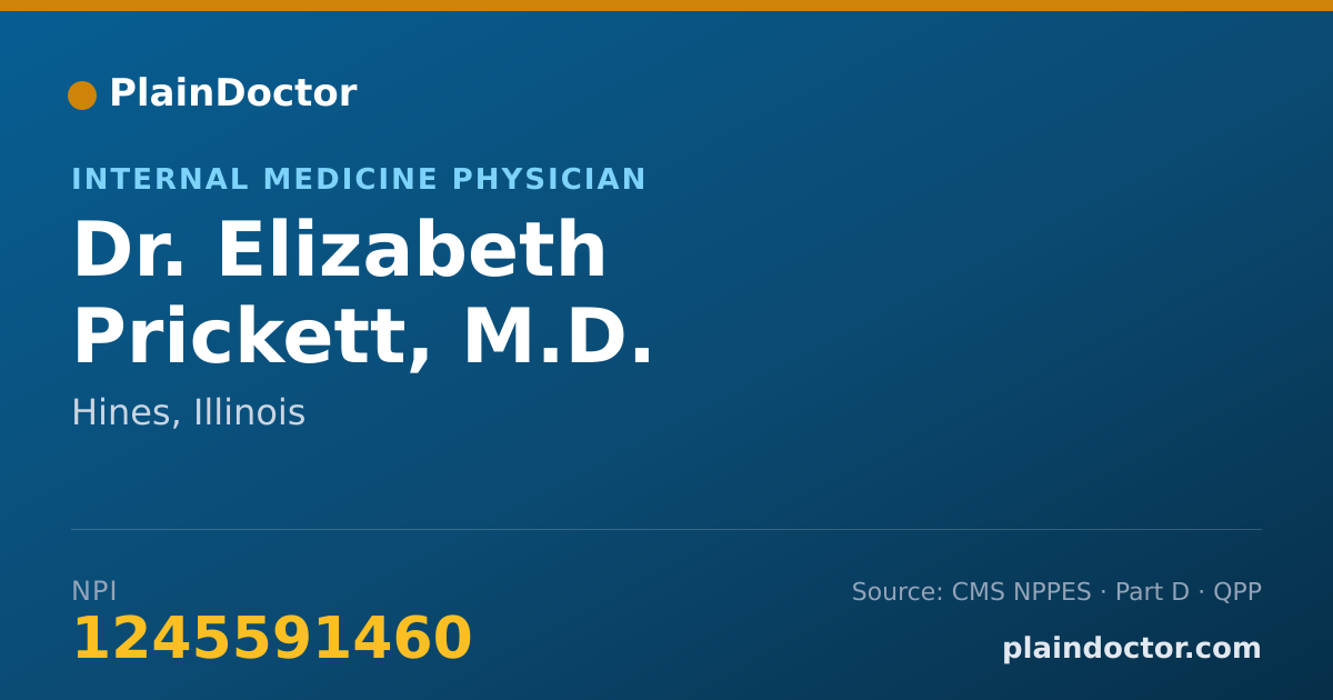 Shareable card for Elizabeth Prickett, M.D. - Internal Medicine Physician, Hines, IL