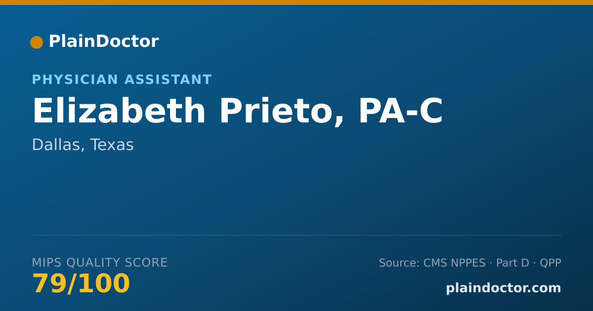 Shareable card for Elizabeth Prieto, PA-C - Physician Assistant, Dallas, TX