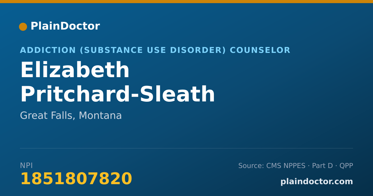 Shareable card for Elizabeth Pritchard-Sleath - Addiction (Substance Use Disorder) Counselor, Great Falls, MT