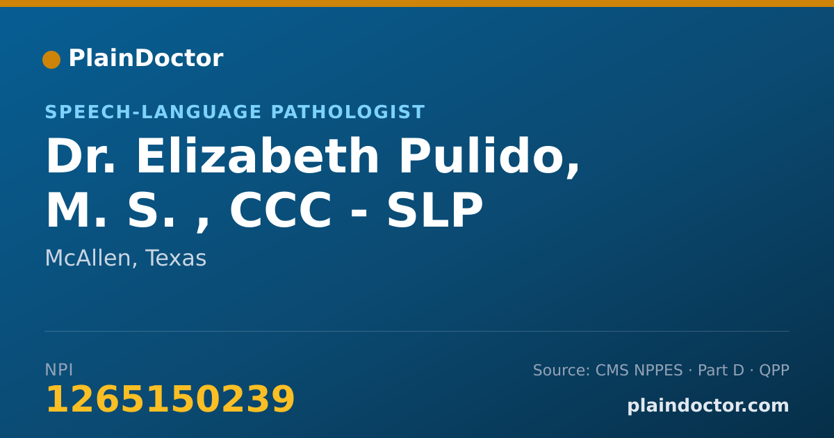 Shareable card for Elizabeth Pulido, M. S. , CCC - SLP - Speech-Language Pathologist, McAllen, TX