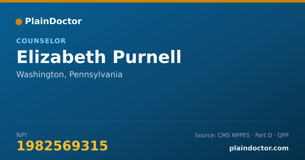 Shareable card for Elizabeth Purnell - Counselor, Washington, PA