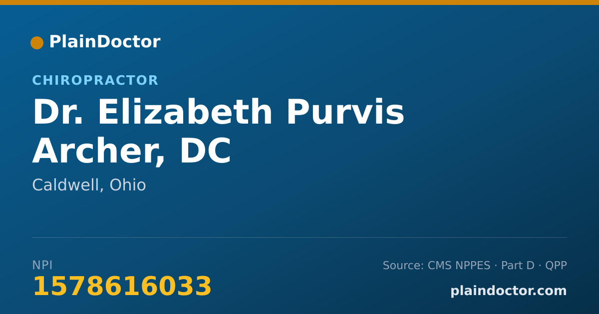 Shareable card for Elizabeth Purvis Archer, DC - Chiropractor, Caldwell, OH
