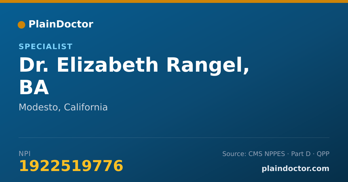 Shareable card for Elizabeth Rangel, BA - Specialist, Modesto, CA