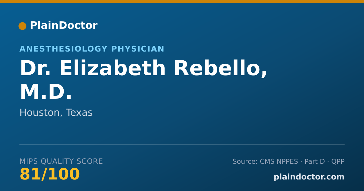 Shareable card for Elizabeth Rebello, M.D. - Anesthesiology Physician, Houston, TX