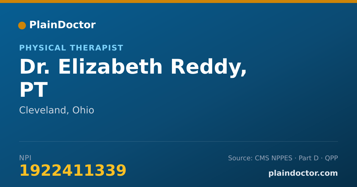 Shareable card for Elizabeth Reddy, PT - Physical Therapist, Cleveland, OH