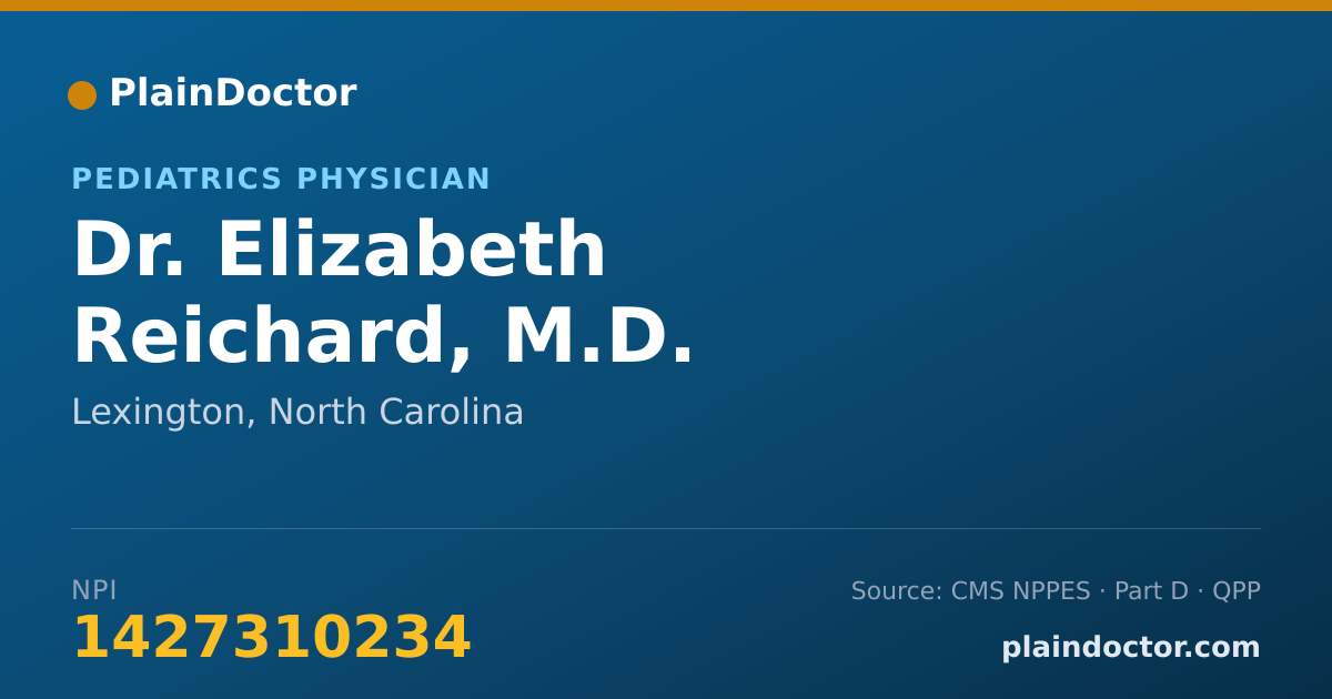 Shareable card for Elizabeth Reichard, M.D. - Pediatrics Physician, Lexington, NC