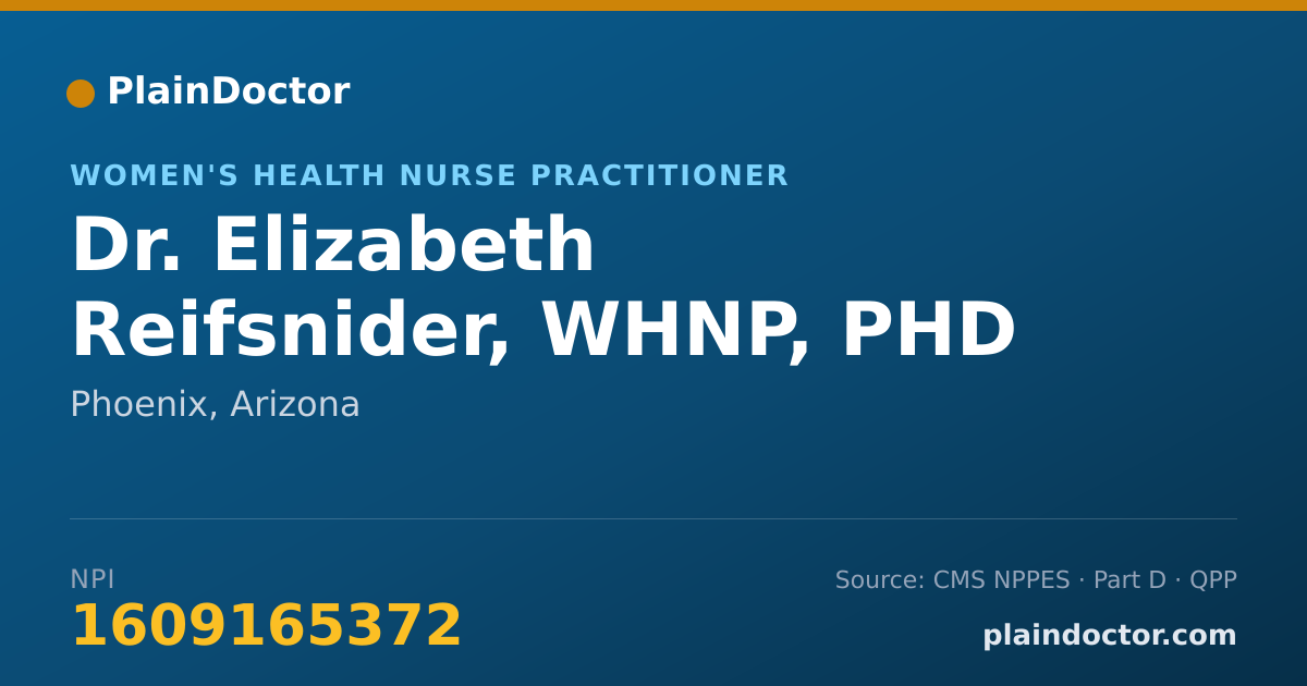 Shareable card for Elizabeth Reifsnider, WHNP, PHD - Women's Health Nurse Practitioner, Phoenix, AZ