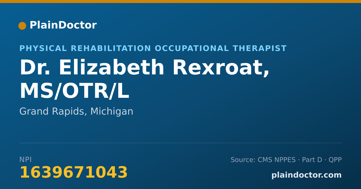 Shareable card for Elizabeth Rexroat, MS/OTR/L - Physical Rehabilitation Occupational Therapist, Grand Rapids, MI