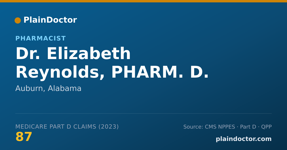 Shareable card for Elizabeth Reynolds, PHARM. D. - Pharmacist, Auburn, AL