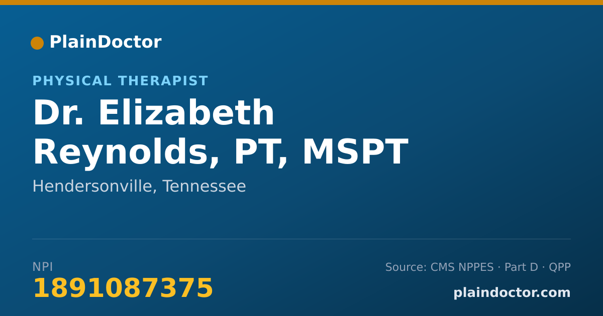 Shareable card for Elizabeth Reynolds, PT, MSPT - Physical Therapist, Hendersonville, TN