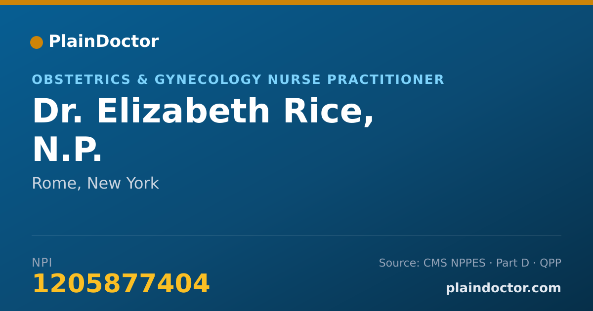 Shareable card for Elizabeth Rice, N.P. - Obstetrics & Gynecology Nurse Practitioner, Rome, NY