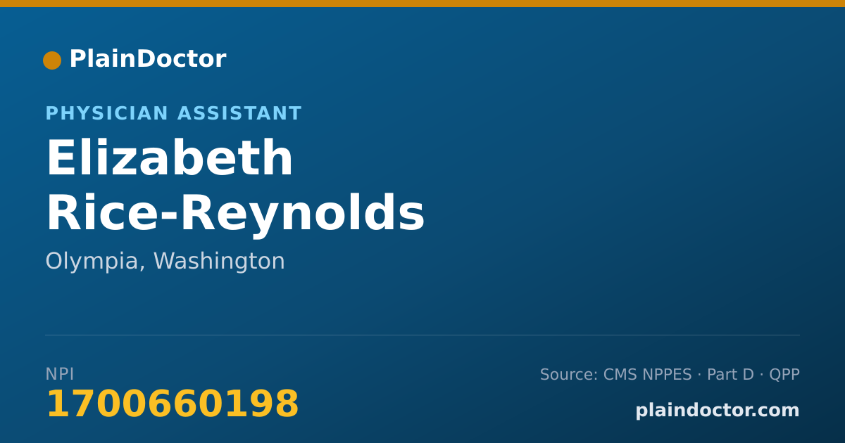 Shareable card for Elizabeth Rice-Reynolds - Physician Assistant, Olympia, WA