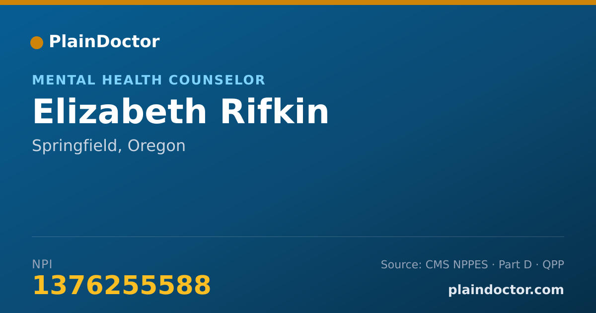 Shareable card for Elizabeth Rifkin - Mental Health Counselor, Springfield, OR