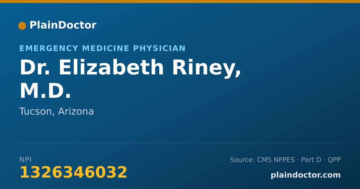 Shareable card for Elizabeth Riney, M.D. - Emergency Medicine Physician, Tucson, AZ