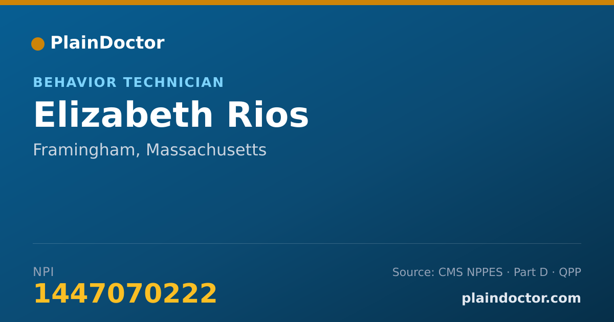 Shareable card for Elizabeth Rios - Behavior Technician, Framingham, MA