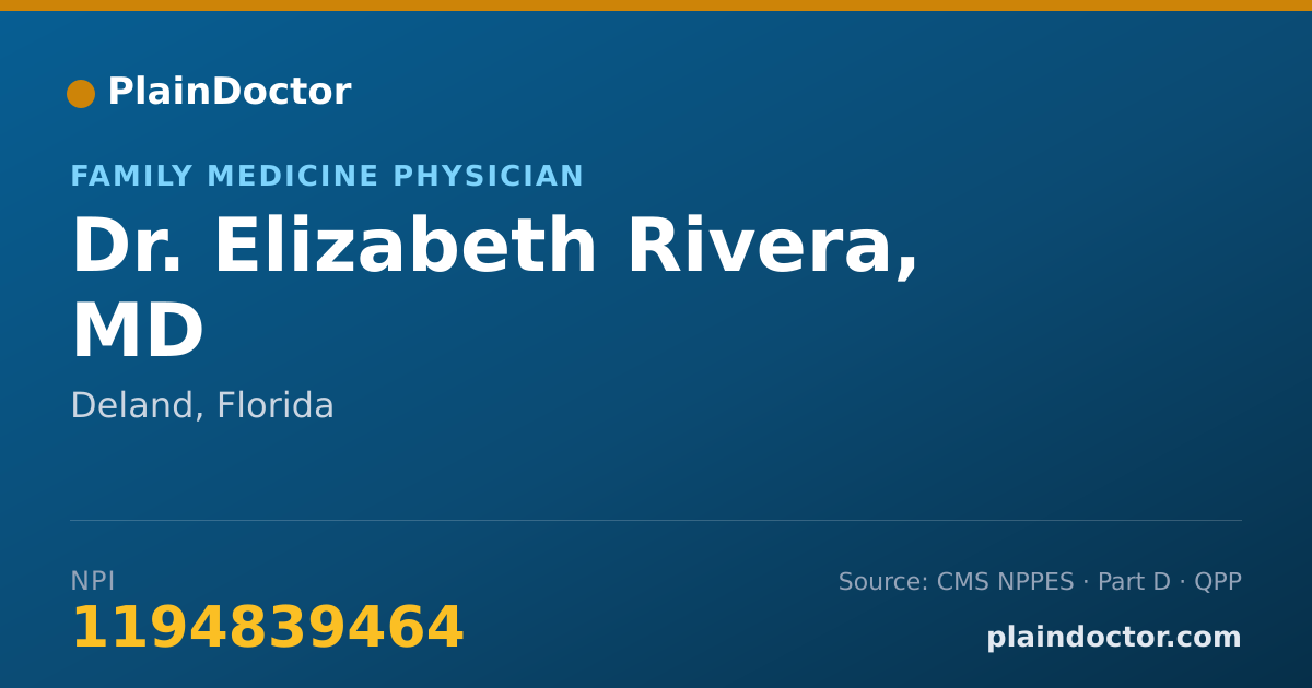 Shareable card for Elizabeth Rivera, MD - Family Medicine Physician, Deland, FL