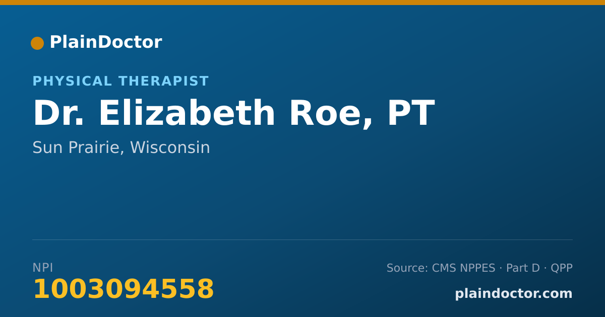 Shareable card for Elizabeth Roe, PT - Physical Therapist, Sun Prairie, WI