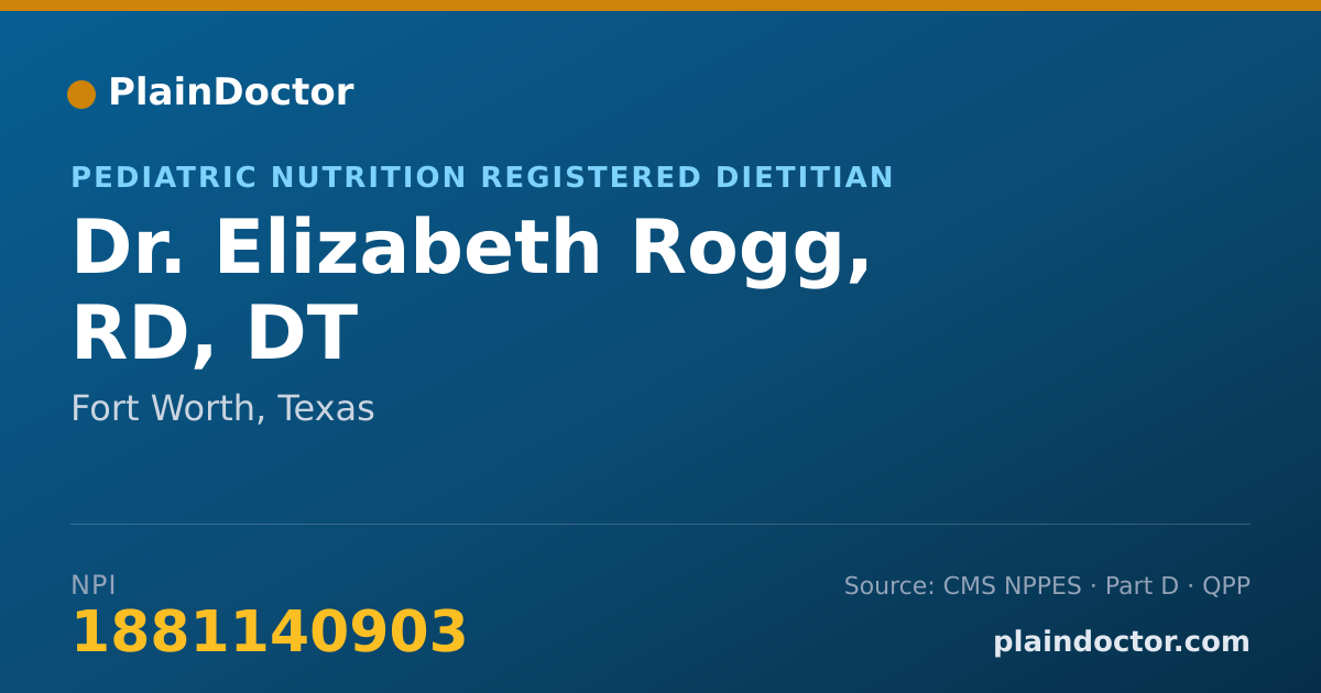 Shareable card for Elizabeth Rogg, RD, DT - Pediatric Nutrition Registered Dietitian, Fort Worth, TX