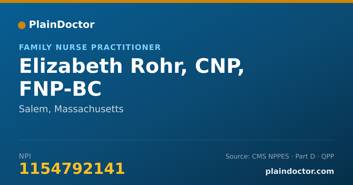 Shareable card for Elizabeth Rohr, CNP, FNP-BC - Family Nurse Practitioner, Salem, MA