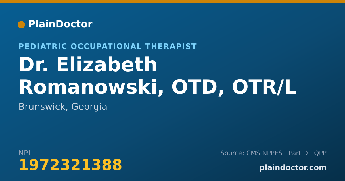 Shareable card for Elizabeth Romanowski, OTD, OTR/L - Pediatric Occupational Therapist, Brunswick, GA
