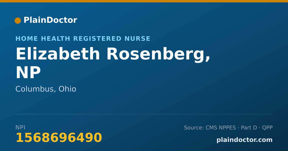 Shareable card for Elizabeth Rosenberg, NP - Home Health Registered Nurse, Columbus, OH