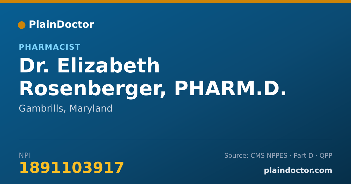Shareable card for Elizabeth Rosenberger, PHARM.D. - Pharmacist, Gambrills, MD