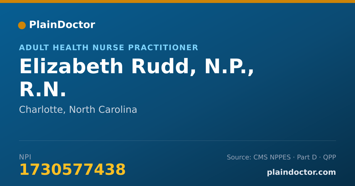 Shareable card for Elizabeth Rudd, N.P., R.N. - Adult Health Nurse Practitioner, Charlotte, NC