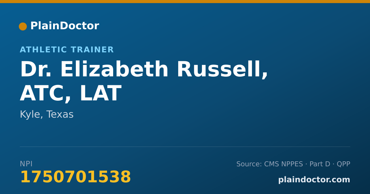 Shareable card for Elizabeth Russell, ATC, LAT - Athletic Trainer, Kyle, TX