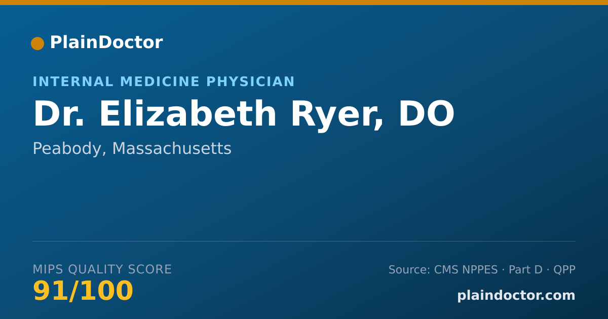 Shareable card for Elizabeth Ryer, DO - Internal Medicine Physician, Peabody, MA